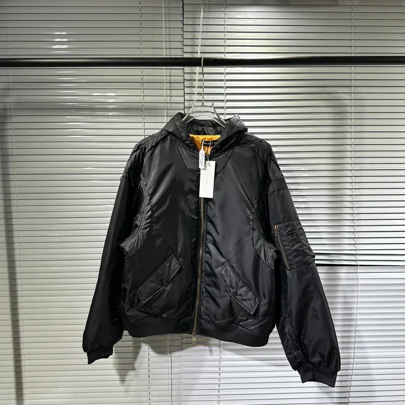 Хлопковые куртки на молнии с длинными рукавами и карманами дизайнерское