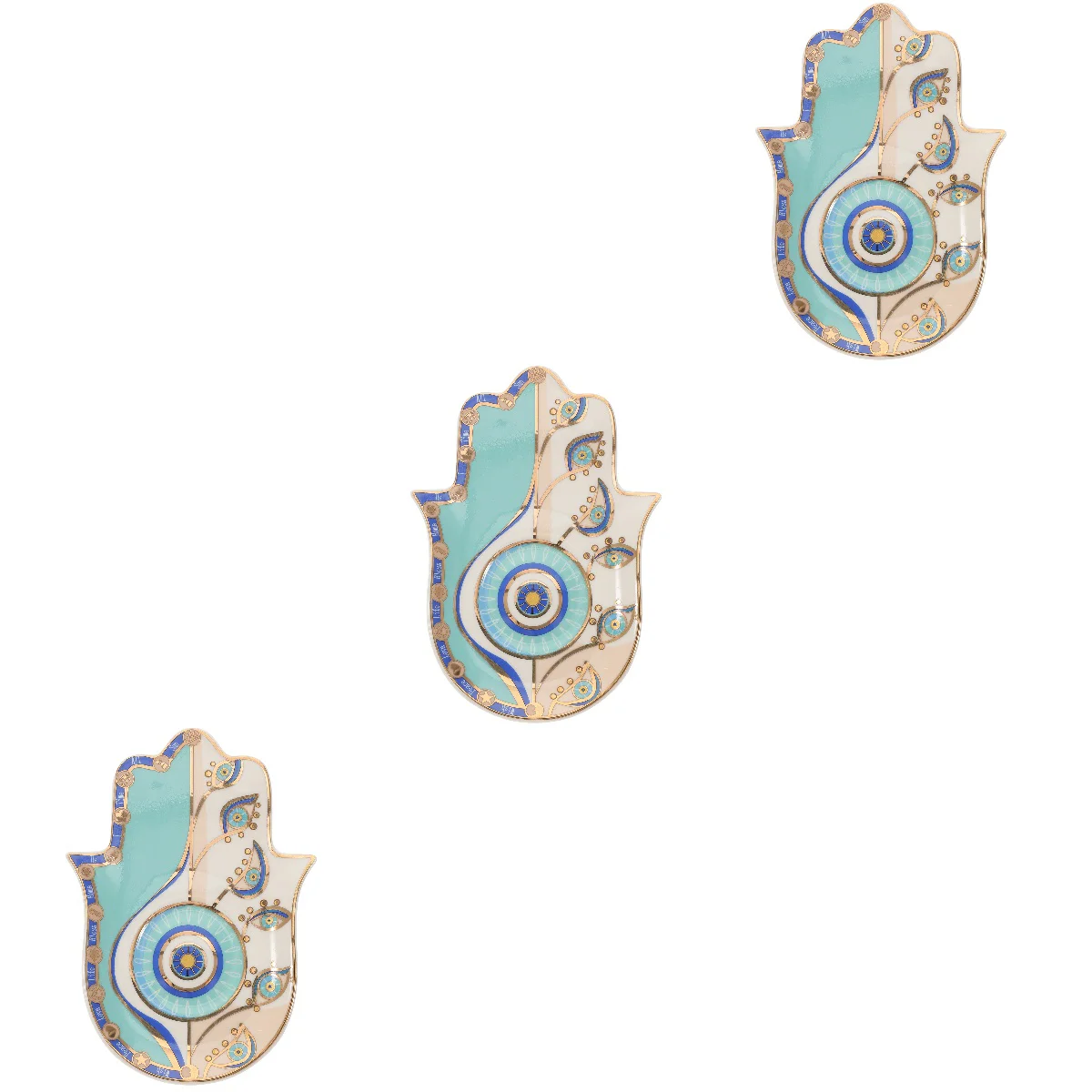 

3x Ceramic Hand Shape Evil Eye Decorative Entryway Tabletop Jewelry Tray Keys Tray Jewelry Finishing Organizer Trinket Dish