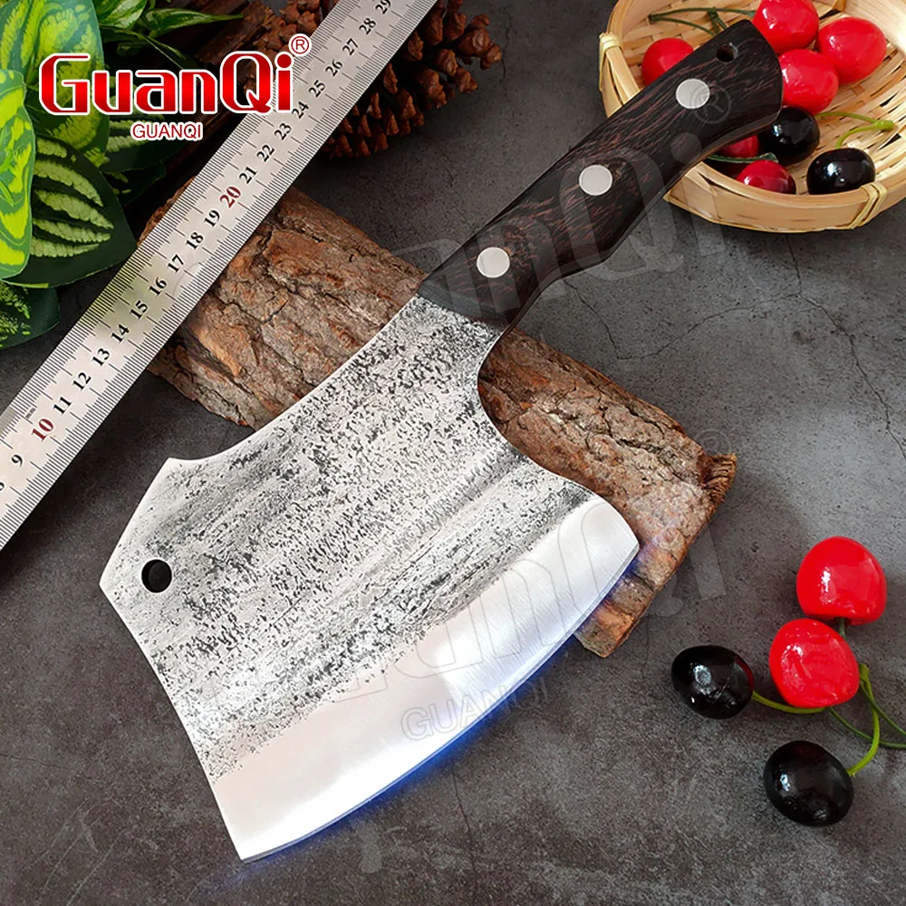 

Stainless Steel Chef Knife Handmade Forged Sharp Cleaver Wide Blade Professional Butcher Knife Wood Handle Bone Chopping Knife