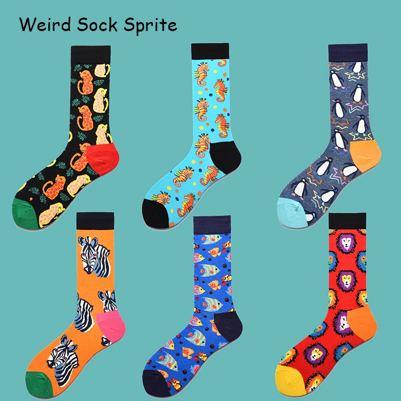 

Осенне-зимние Новые Длинные мужские носки серия морских рыбок и животных модные носки в европейском и американском стиле