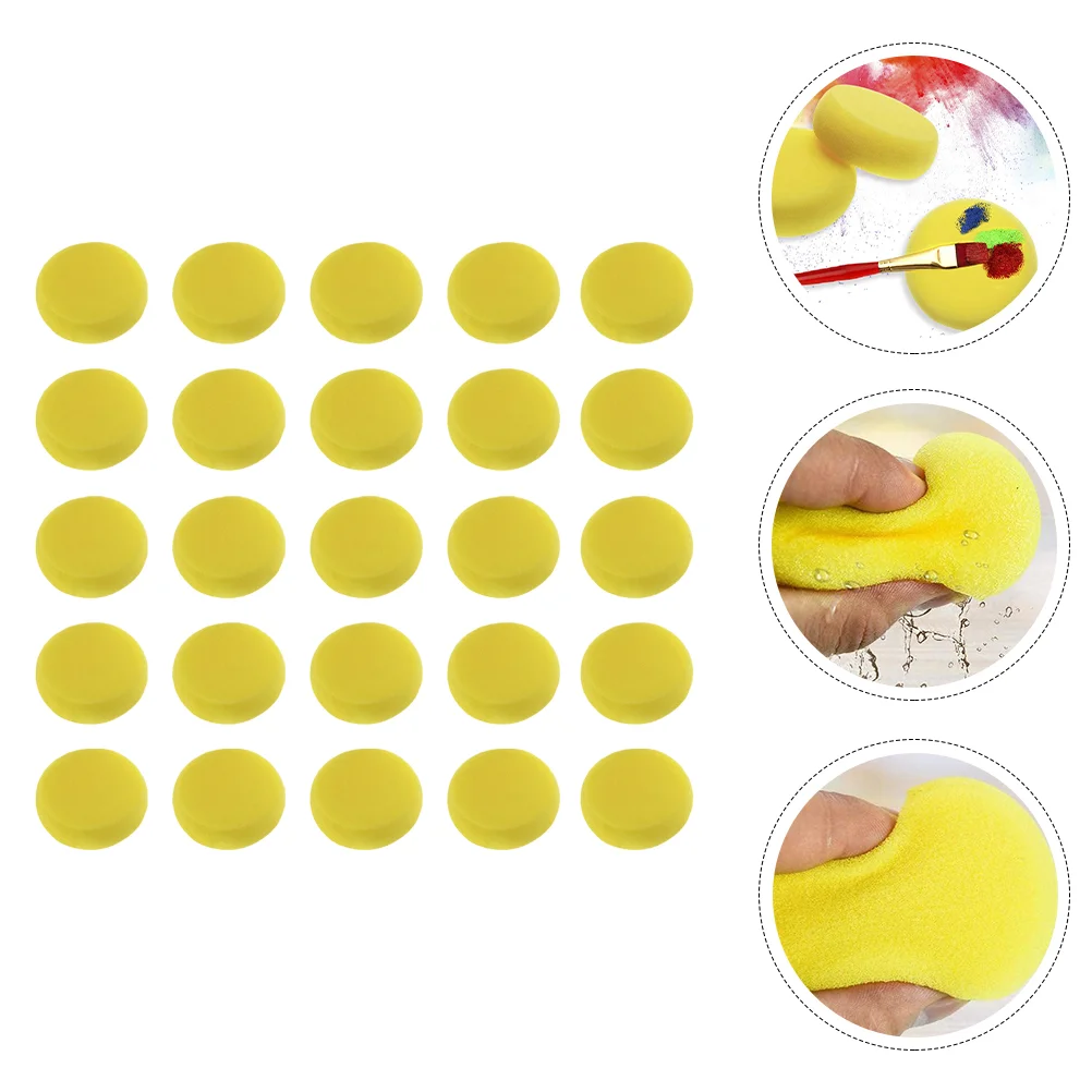 

25 Pcs Painting Sponge Round Kid Graffiti Supply DIY Drawing Artist Sponges Clean Brushes for children