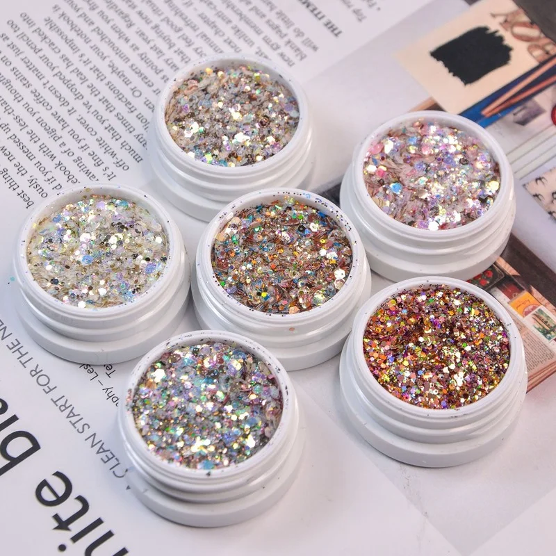 

1Box Iridescent Effect Nail Art Mermaid Glitter Hexagon Paillette Sequins Chunky Glitter Manicure Tips Sparkling Flakes Powder