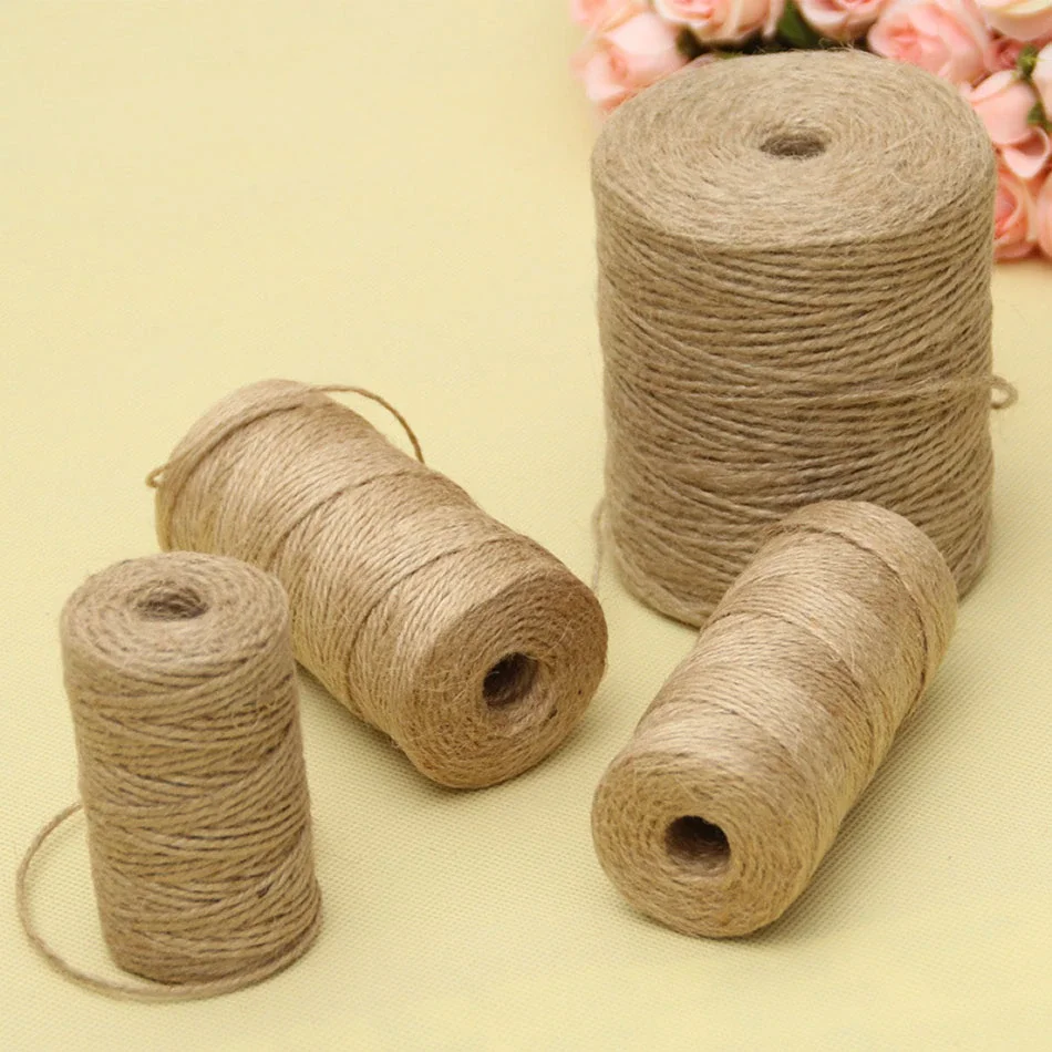 

HMT 50/80/100/300Meters Natural Vintage Jute Rope Cord String Twine Burlap Ribbon Crafts Sewing DIY Jute Hemp Wedding Party