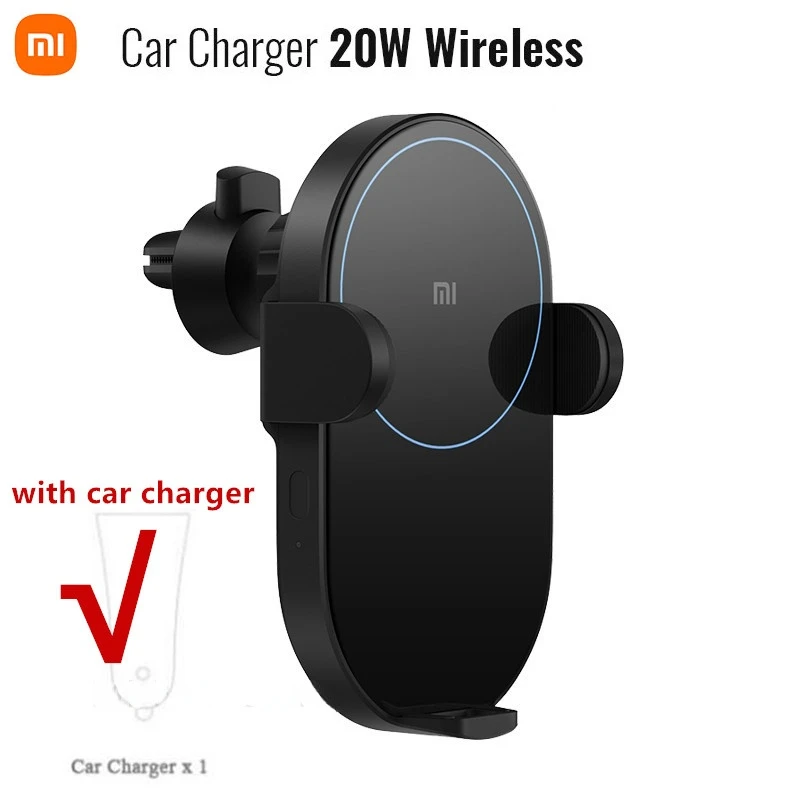 

Original Xiaomi Mijia Wireless Car Charger 20W Max Electric Auto Pinch 2.5D Glass Ring Lit For Mi 9 (20W) MIX 2S / 3 (10W) Qi