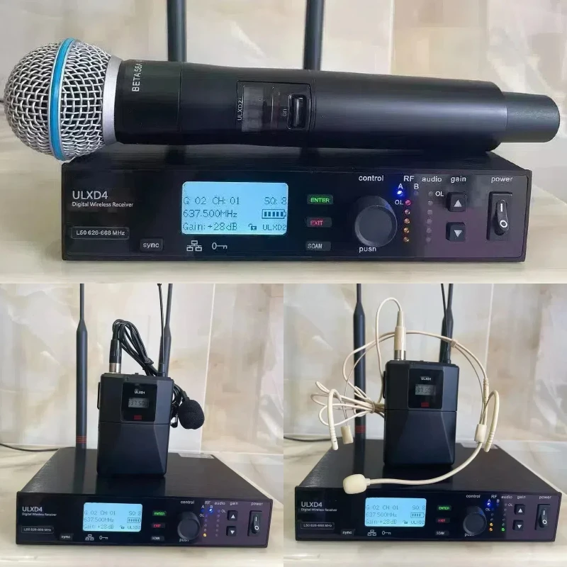 Фото Paulkitson ULXD4 Беспроводная микрофонная система BETA58A BETA87A S58 UHF Беспроводная портативная караоке Профессиональное звуковое оборудование №5