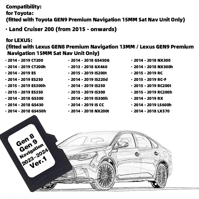 Фото Карты 2024/2025 Дані для Lexus Toyota Автомобильная навигация GEN8 GEN9 Обновление TF-карты Европа Великобритания Карты Sat Nav GPS 8 ГБ №2