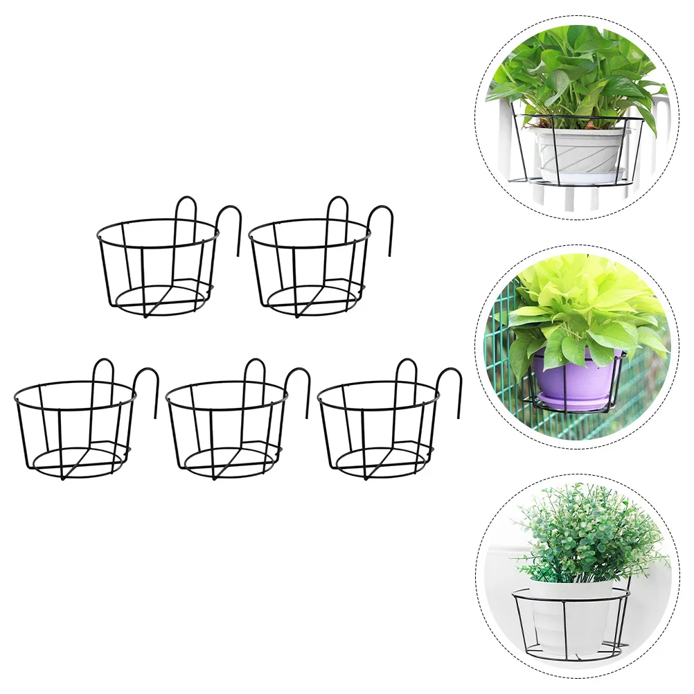 

5 Pcs Plant Basket Hanging Flower Stand Wall Planter Outdoor Metal Iron Gardening Rack
