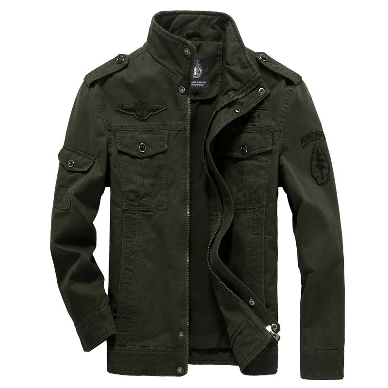 

Куртка-бомбер мужская с воротником-стойкой, хлопок, пиджак в стиле милитари, карго, Повседневная Брендовая верхняя одежда, осень-зима