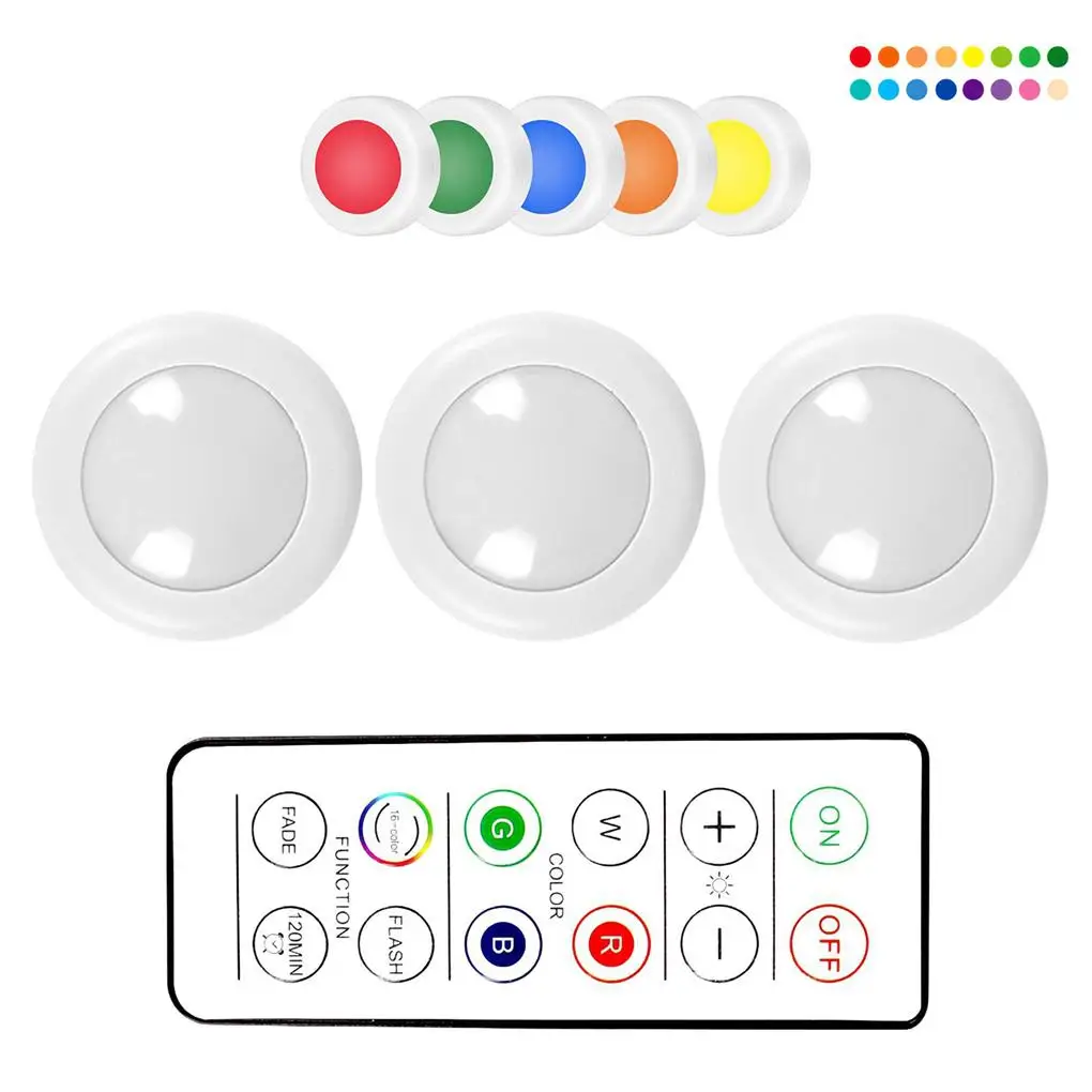 

1 Set Remote Control LED Light 16 Color RGB Battery Powered Night Lamp