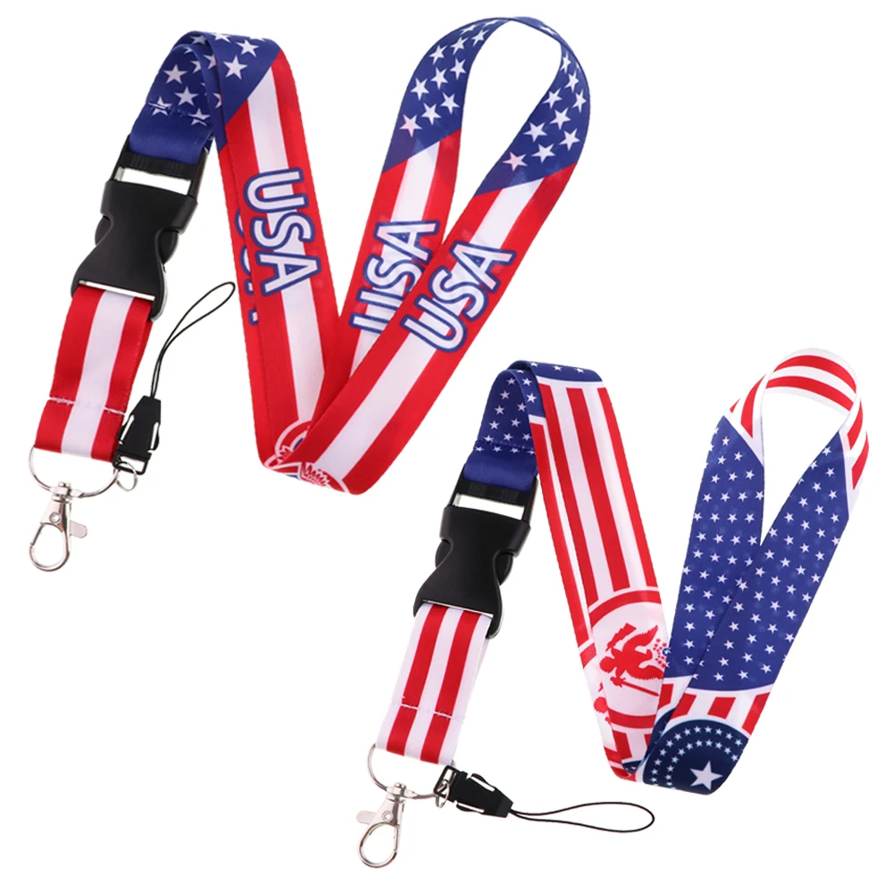 

American Flag Style Lanyard For Keys ID Card Cover Badge Holder Phone Charm Key Lanyard Neck Straps Keychain Accessories