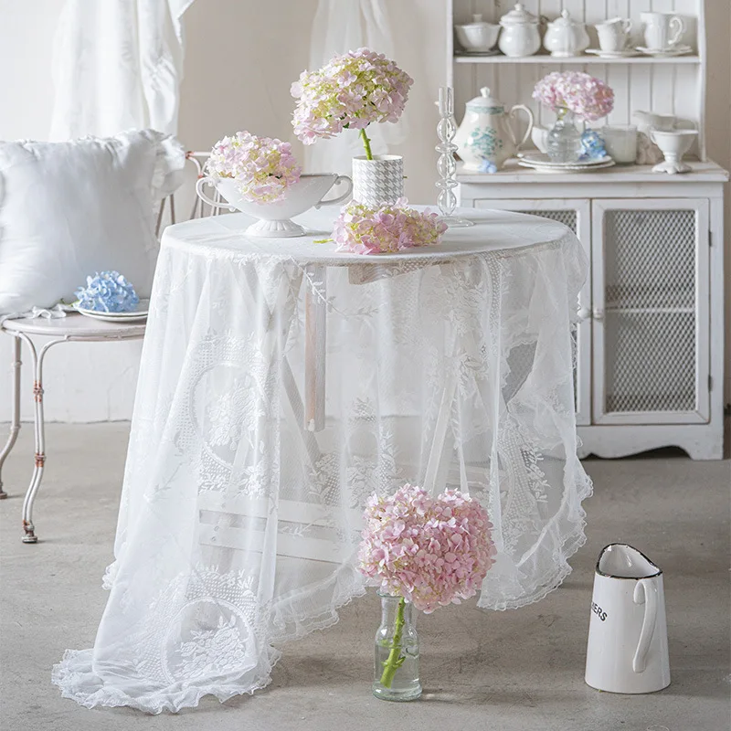 

Lace Tablecloth Tulle Dessert Table Wedding Decoration Photo End Table Tablecovers Tablecloth for Round Tables Table Cover