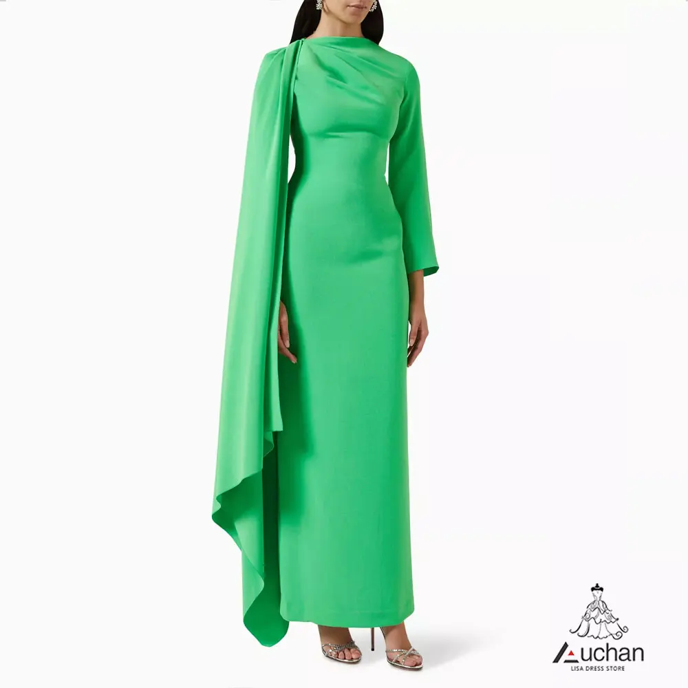 

Auchan O-Neck Dubai Prom Dress Ankle Length Evening Dress Summer Long Sleeves Elegant Wedding Party Gowns For Women 2023