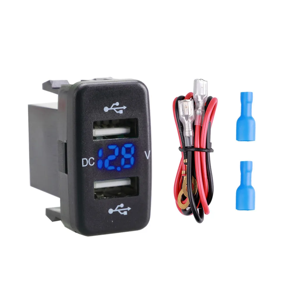 

Быстрое зарядное устройство, автомобильное зарядное устройство с двумя USB-портами 12-24 В, 33x23 мм, 40x22 мм, розетка, адаптер для телефона, вольтме...