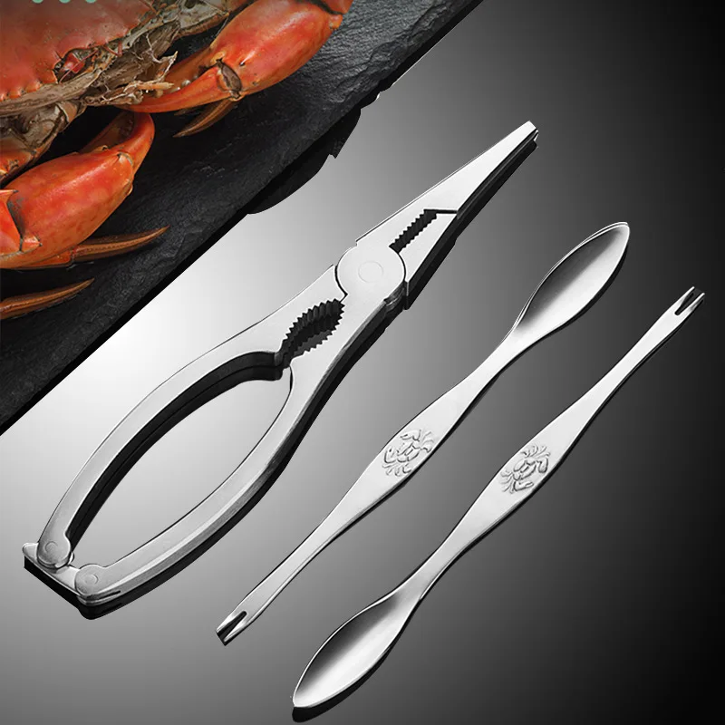 

Eating Crab Tool Crab Three Pieces 304 Stainless Steel Crab Pliers Three-piece Set Hairy Crab Tool Crab Scissors Eating Crab Set