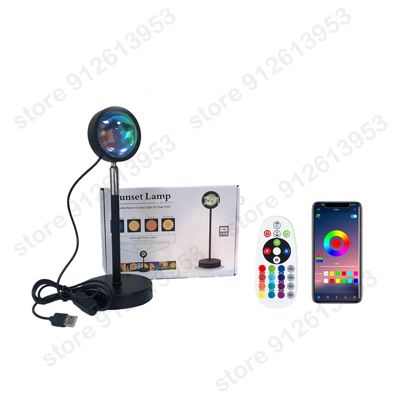 

RGB Sunset Lamp 16 Colors Changing with Bluetooth APP Remote Control Moon Lamp Neon Night Light 5 Colors Projection for Bedroom