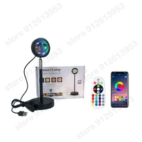 rgb sunset lamp 16 colors changing with bluetooth app remote control moon lamp neon night light 5 colors projection for bedroom