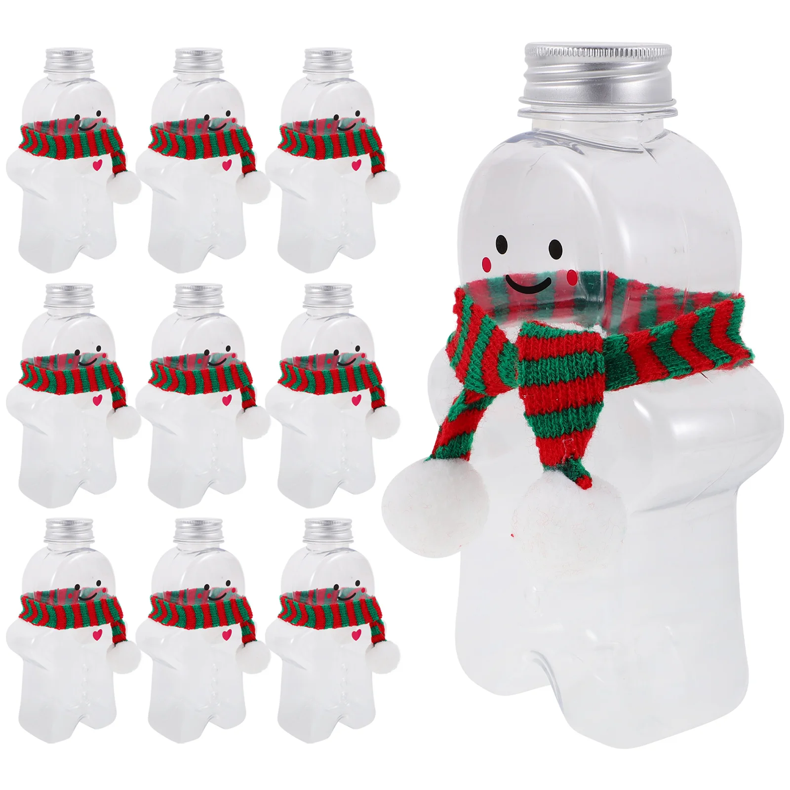 

10 Sets Christmas Drink Bottle Milk Container Drinking Candy Jars Juice Bottles Wrapping Water Empty The Pet Portable Beverage