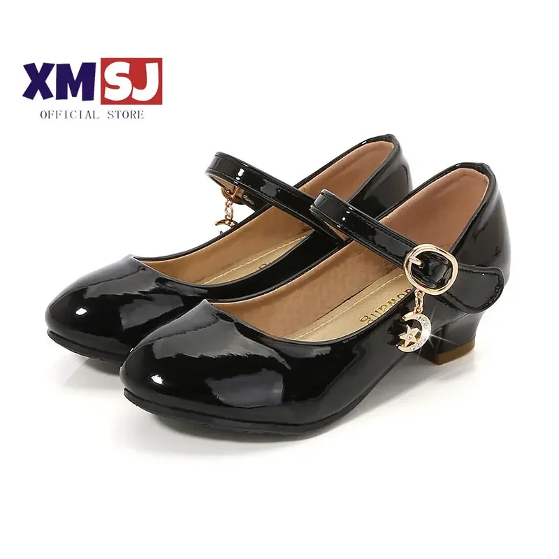

Girls' High Heel Leather Shoes 2022 Four Season British School Students' Performance Children's Fashion Shallow Moccasin Shoes