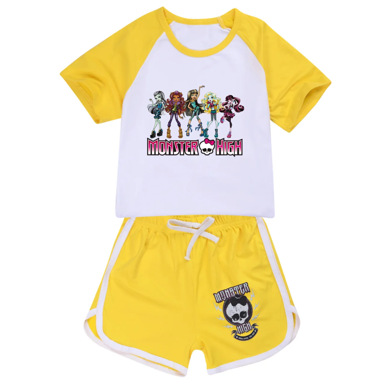 Новинка 2024 модная футболка Monster High шорты повседневный спортивный костюм детская