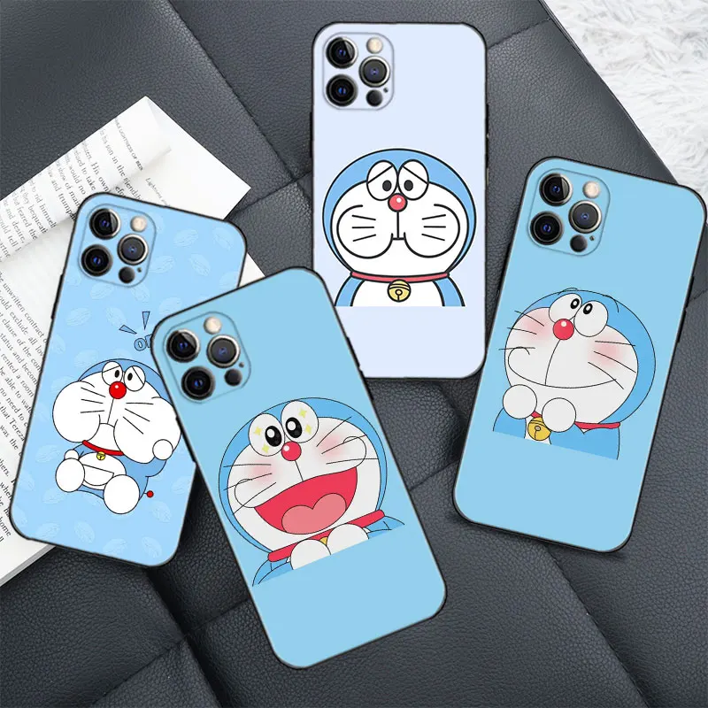 

Phone Case For iPhone 11 12 13 14 Pro Max Mini for iPhone XS Max XR X SE(2022) 7 8 6 6S Plus 5 Coque Blue Color Cartoon Doraemon