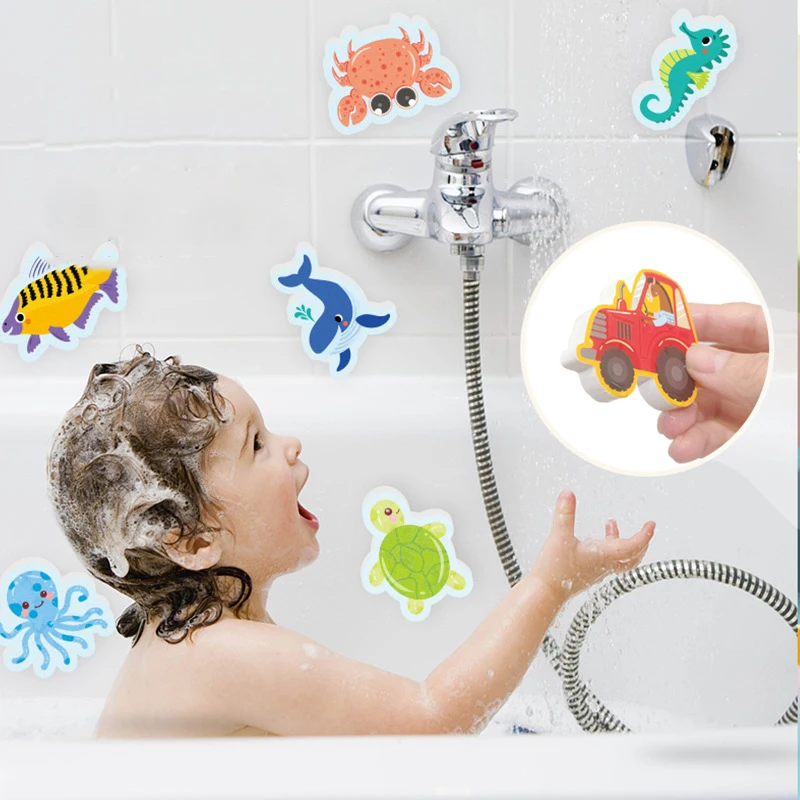 

Bathroom Bathtub Soft EVA Paste Toy Early Education DIY Sticker Puzzle Baby Toy Flexible Road Track Car Stick Bath Toys For Kids