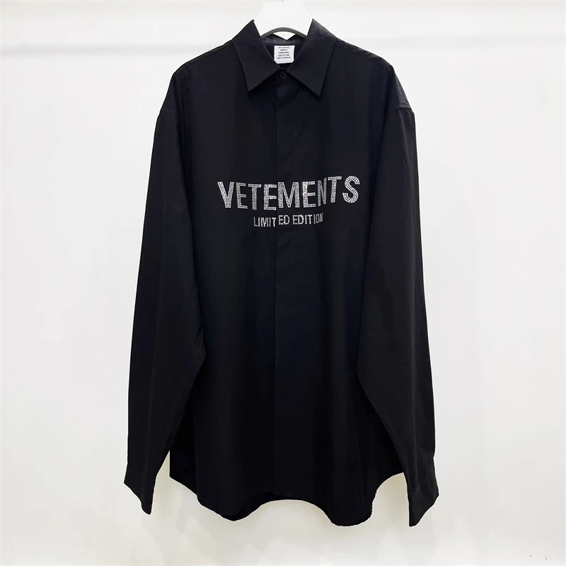 

Flash Drill Logo Vetements Limited Edition Long Sleeve Shirts Men Women Oversized VTM Shirt Top Tees Inside Tag