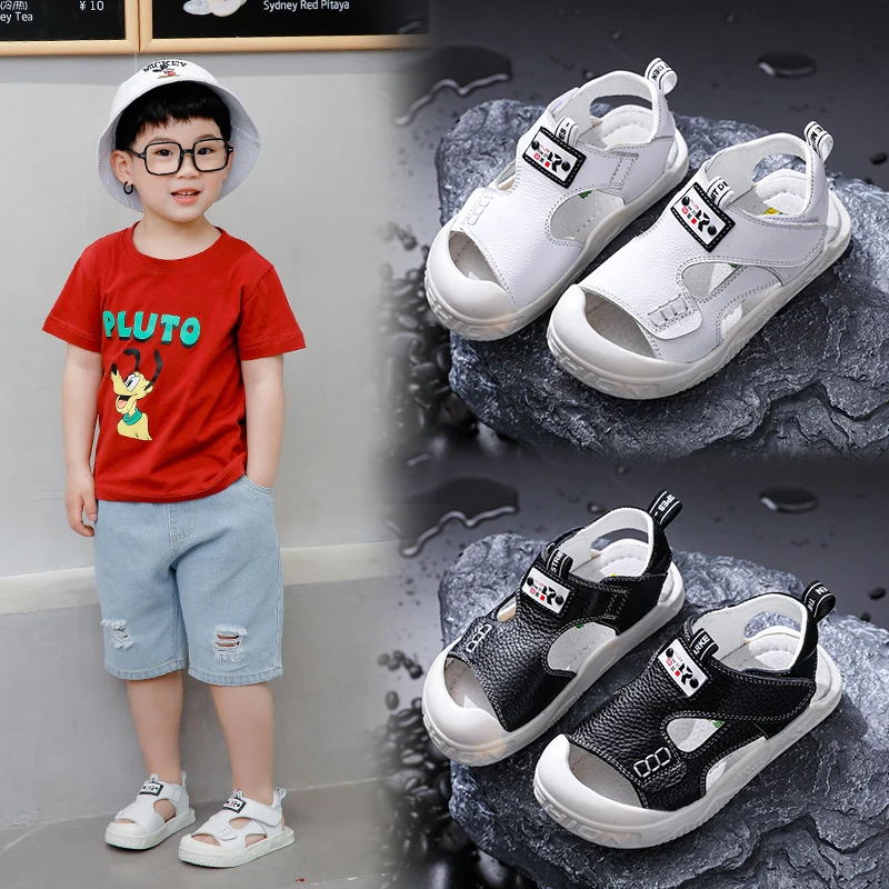 

Fashion Summer Baby Boys Sandals Sports Casual Children Beach Shoes Genuine Leather Toddler Shoes Size 21-30