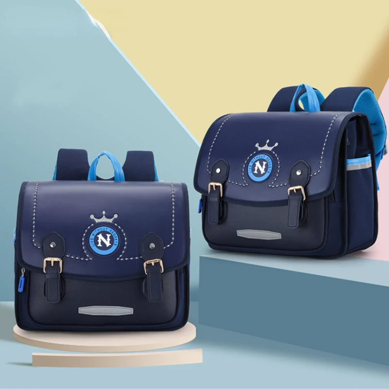 British Style Horizontal Children High-capacity Backpacks New Girl Boy Grades 1-6 Student Primary School Bags Kid Simple Mochila