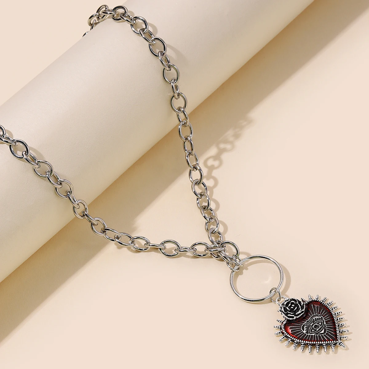 

Gothic Punk Evil Eye Rose Wing Flower Red Oil Drip Heart Drop Necklace Blood Eye Necklace Jewelry Fashion 2022 Gifts