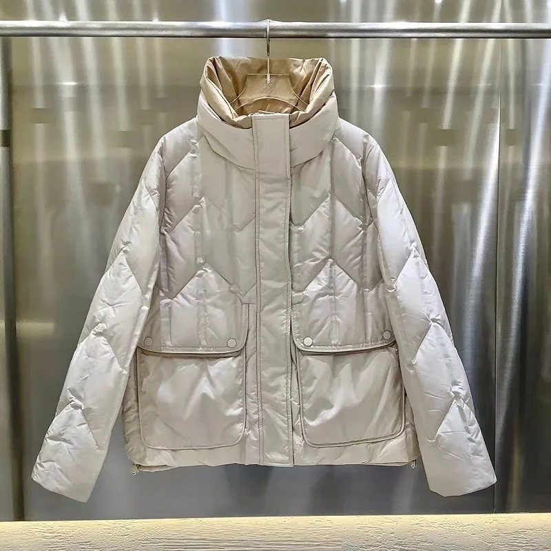 

Женская Толстая Водолазка с длинным рукавом, бежевая или зеленая Толстая водолазка составного кроя с подкладкой из искусственного пуха, верхняя одежда с карманами, зима 2022