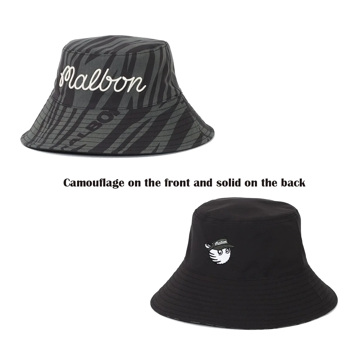 

2023 South Korea New Golf Cap Reversible Fisherman Cap Fashion Sun Protection Hat Zebra Striped Hat