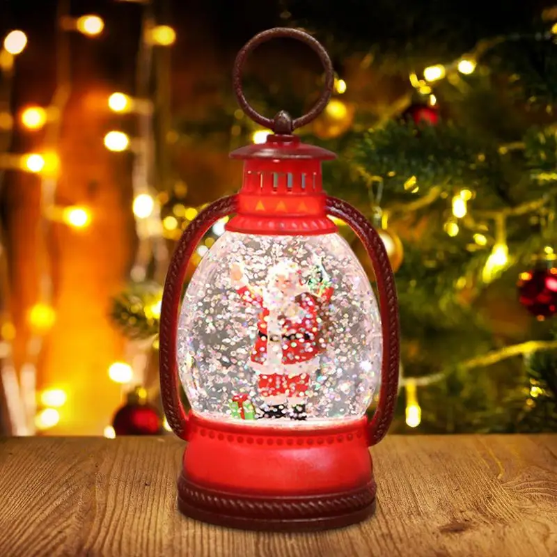 Световой снежный шар блестящий глобус Санта-Клауса с завитыми блестками внутри