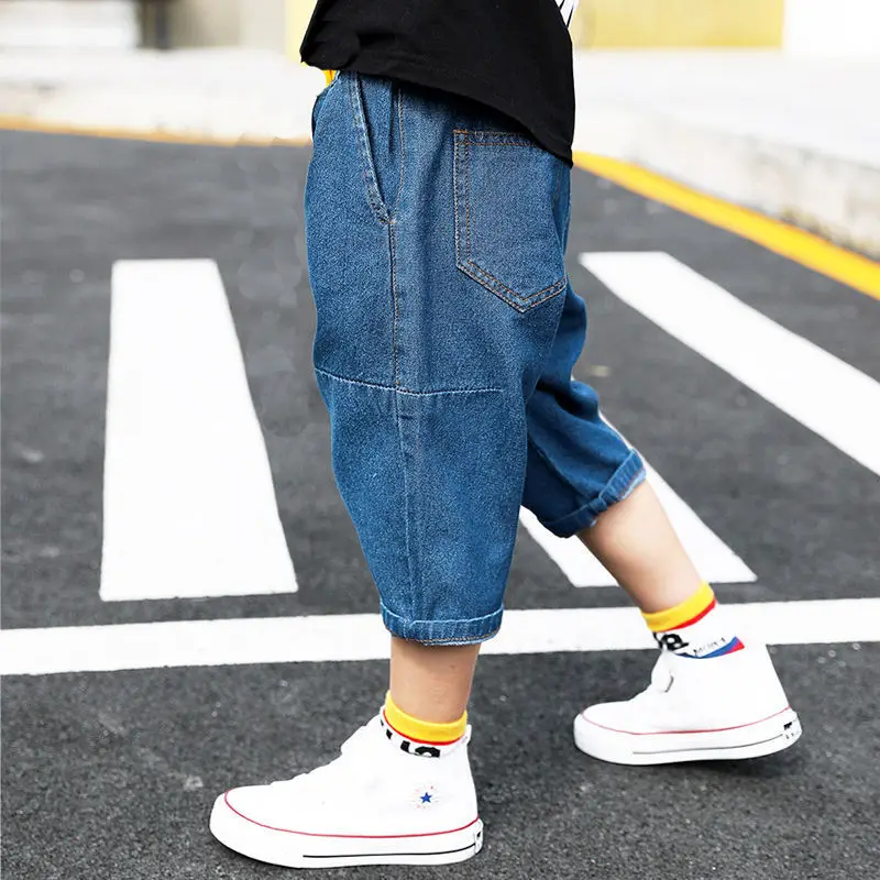 

Джинсовые шорты для мальчиков и девочек, хлопковые повседневные ковбойские короткие штаны для малышей, на лето