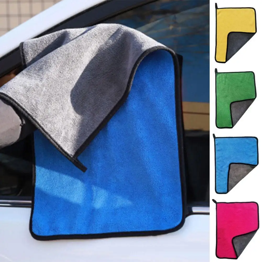 Wash Towel Wipe Car Cloth Thickened Water Absorption Drop Two-color Cleaning Hair Not Cloth Coral Velvet Double-sided G6l8