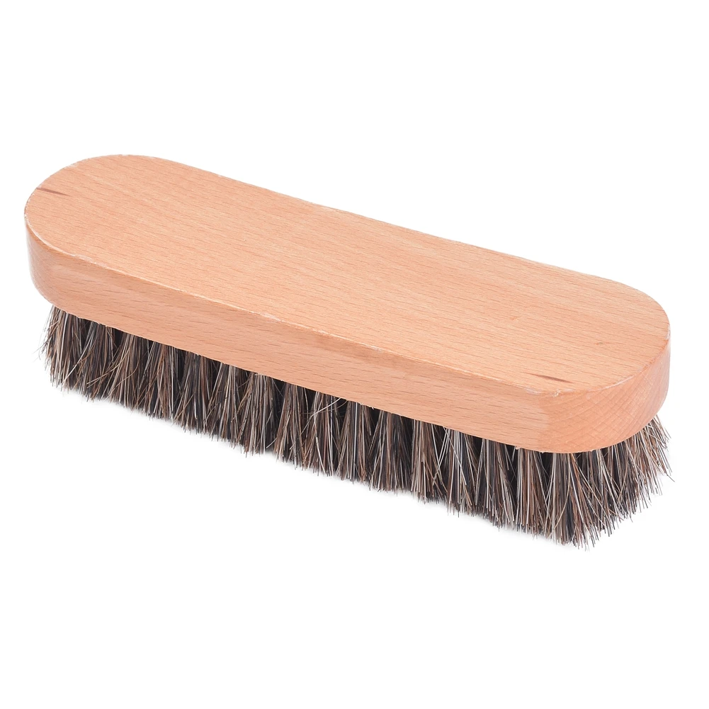

Horsehair Shoe Shine Brush - 100% Soft Genuine Horse Hair Bristles - ,Anti Slip - for Boots & Other Leather Care
