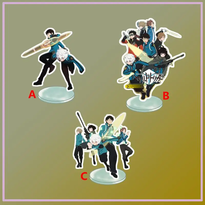 

Anime Stand World Trigger Kuga Yuma Mikumo Osamu Amatori Chika Acrylic Figure Display desktop decoration 15cm