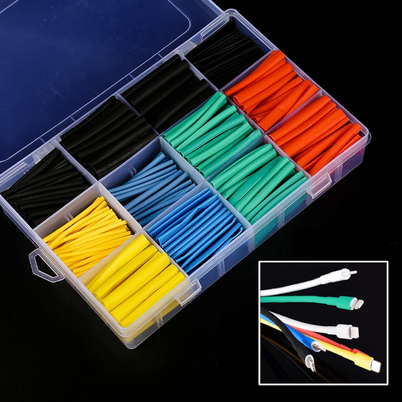 

164pcs Home Color Heat Shrink Tubing Waterproof Heat-resistant For Cell Phone Data Cable Broken Repair Wire Protection Cover