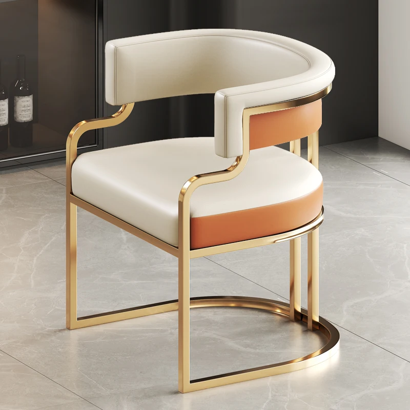 

Скандинавский подлокотник для мебели, золотые ножки, обеденные стулья, роскошный кожаный дизайнерский стул для гостиной, эргономичный Silla