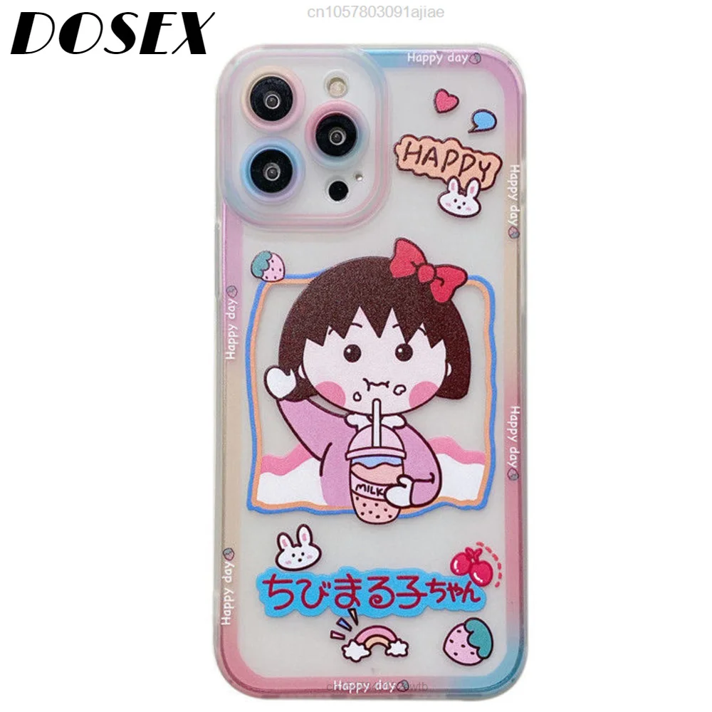 Kawaii Maruko-chan Chibi чехол для Iphone 13 12 11 Pro Max X Xr Xs Y2k Девушки Женщины Модный эстетический