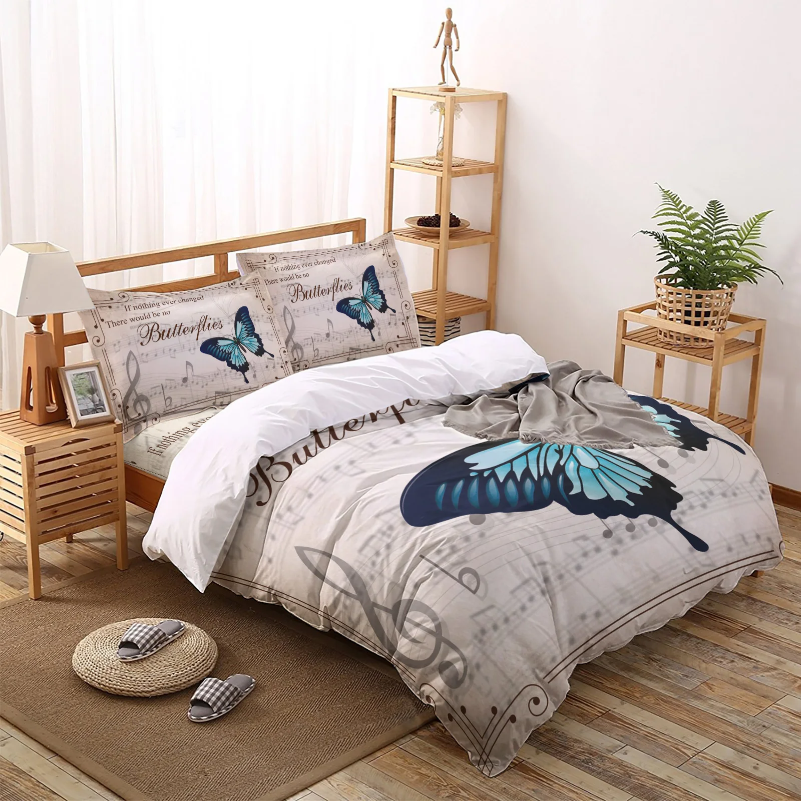 

Butterfly Retro Musical Note Comforter Bedding Sets Bed Linen Pillowcase Bedroom Decoration Duvet Cover