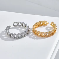 2022 new fashion women geometric hollow out diamond twist finger ring women sexy party opening adjustable copper ring jewelry