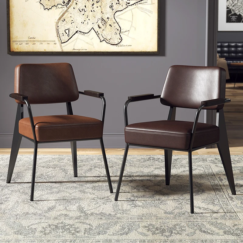 

Armrest Leather Dining Chairs Design Luxury Modern Backrest Soft Chair Executive Ergonomic Sillas De Comedor Nordic Furniture