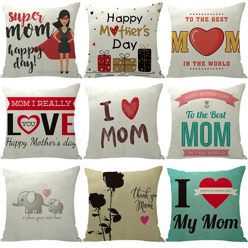

Happy Mother's Day Pillow Case Mother Day Gift Pillow Case for Women 45x45 for Sofa Living Room Bedroom Interior for Home Decor