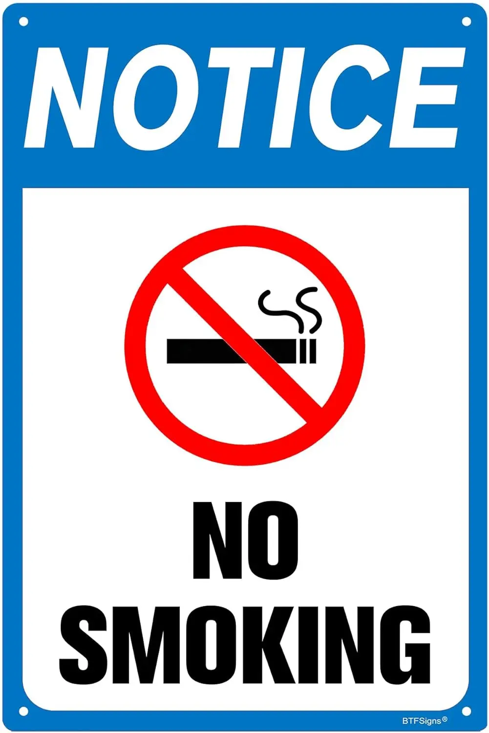 BTFSgns No Smokng Sgn для Bness Office Resturnt Wll Decor 6 x 8 дюймов lumnum Blue Notce Sgns дома или на открытом