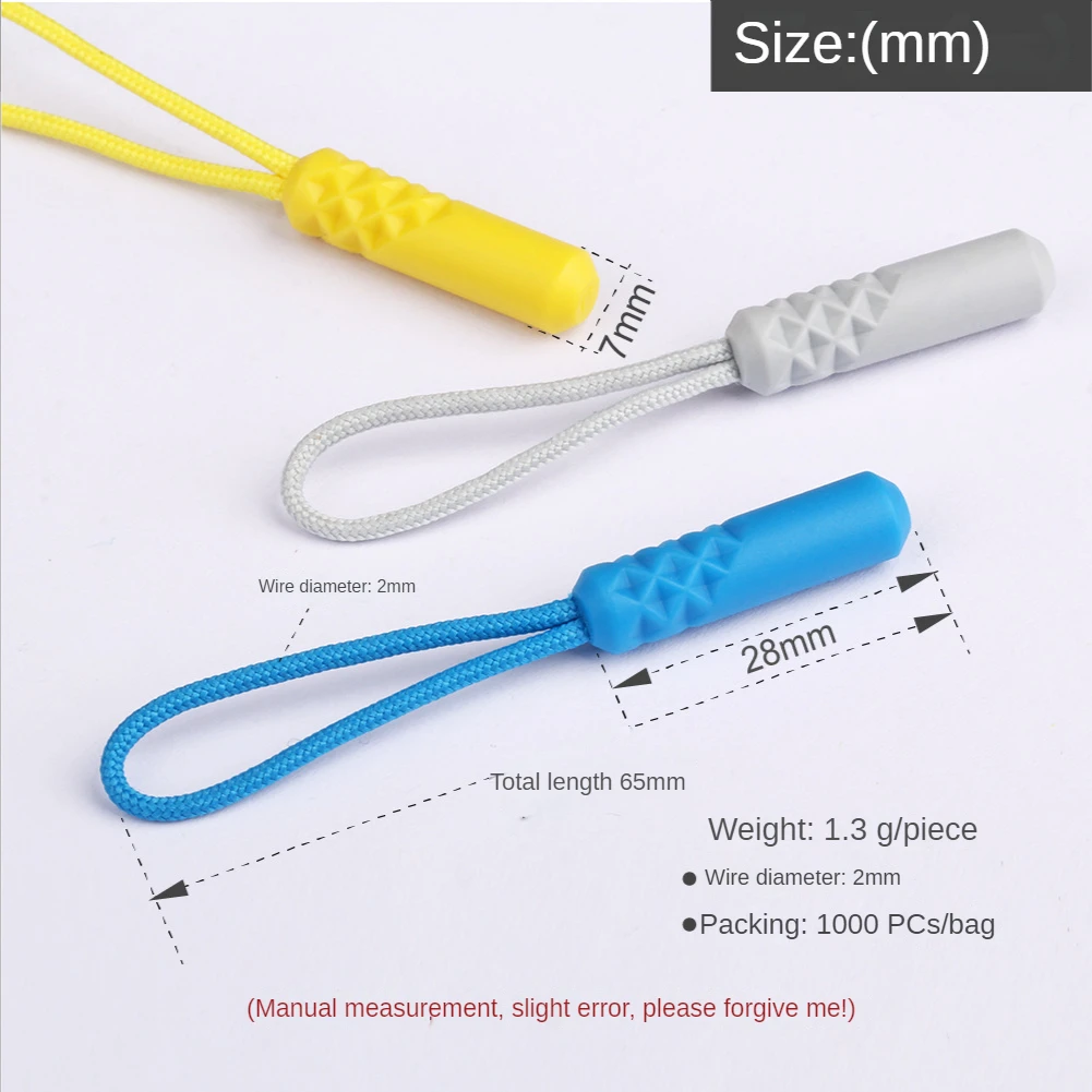 

1pcs/set Cylindrical Head Pvc Note Plastic Zipper Pulling Tip Drawstring Pull-up Bag Zipper Pull-up Tail Rope Cord Lock