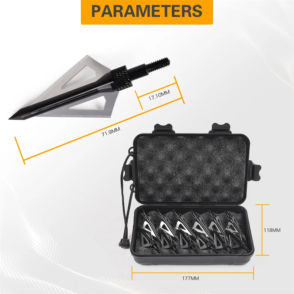 

12Pcs Broadheads 3 Blade Arrow Heads Arrows Screw Tips Hunting Hunting Archery Accessories