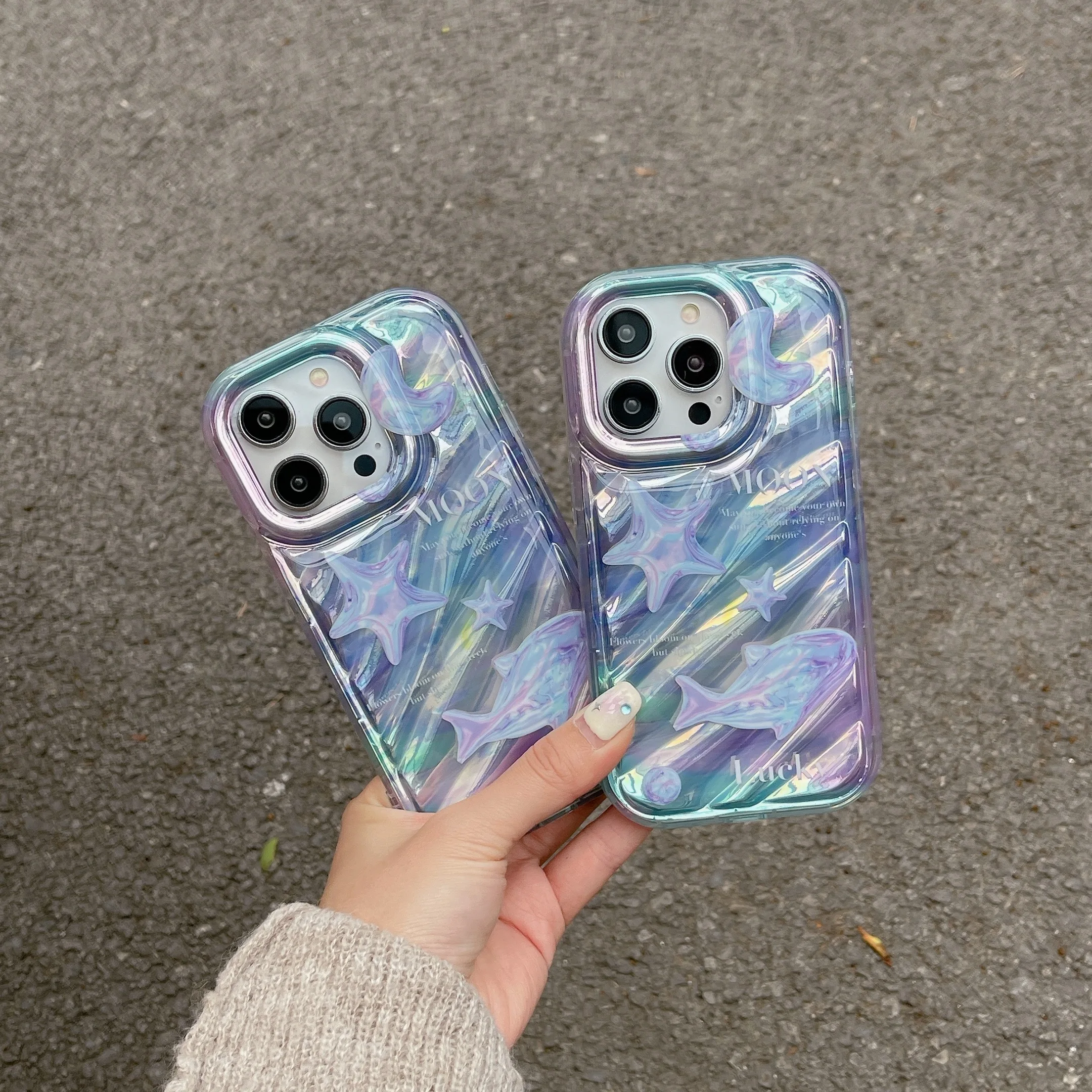 

Korea Cute Star Dolphin Shell pattern Case for iPhone 14 13 Pro Max 12 11 Pro Plus Shockproof Silicone Cover