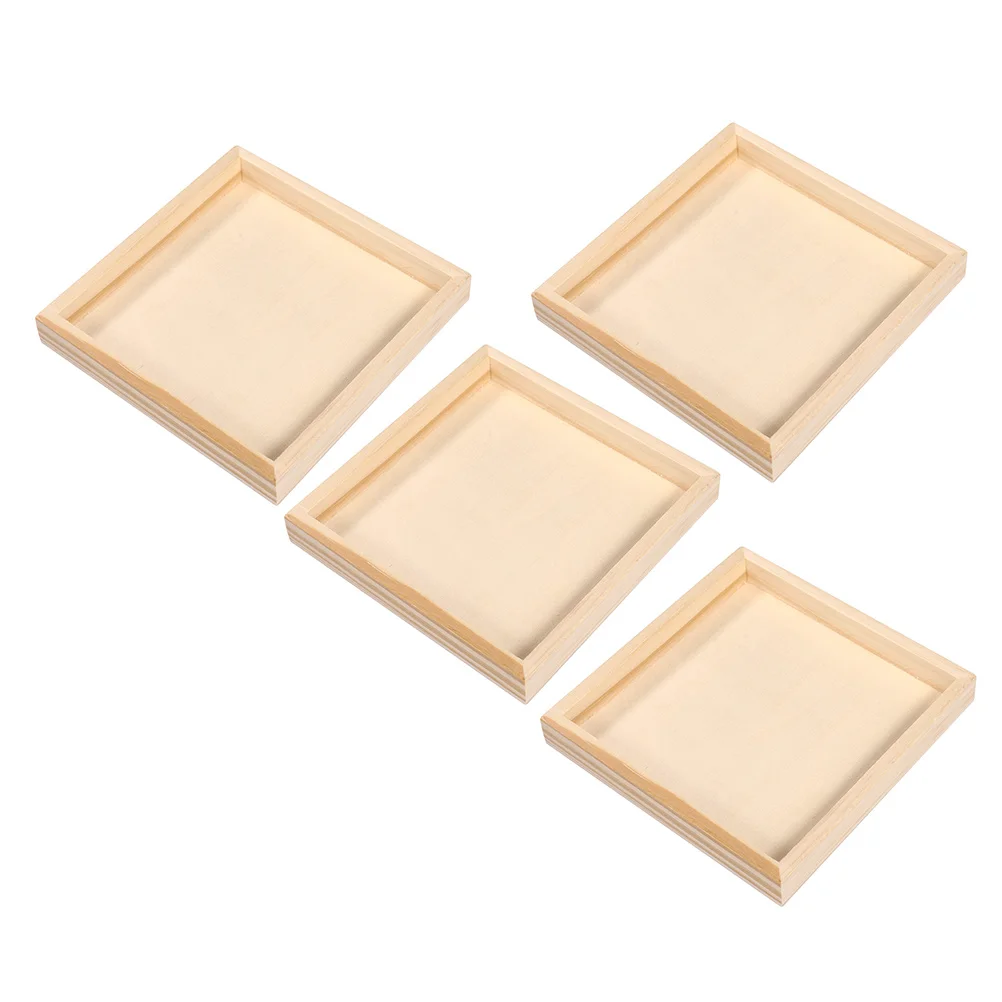

4 Pcs Wood Puzzles Adults Wooden Tray 3D Organizers Jigsaw Serving Storage Sorting