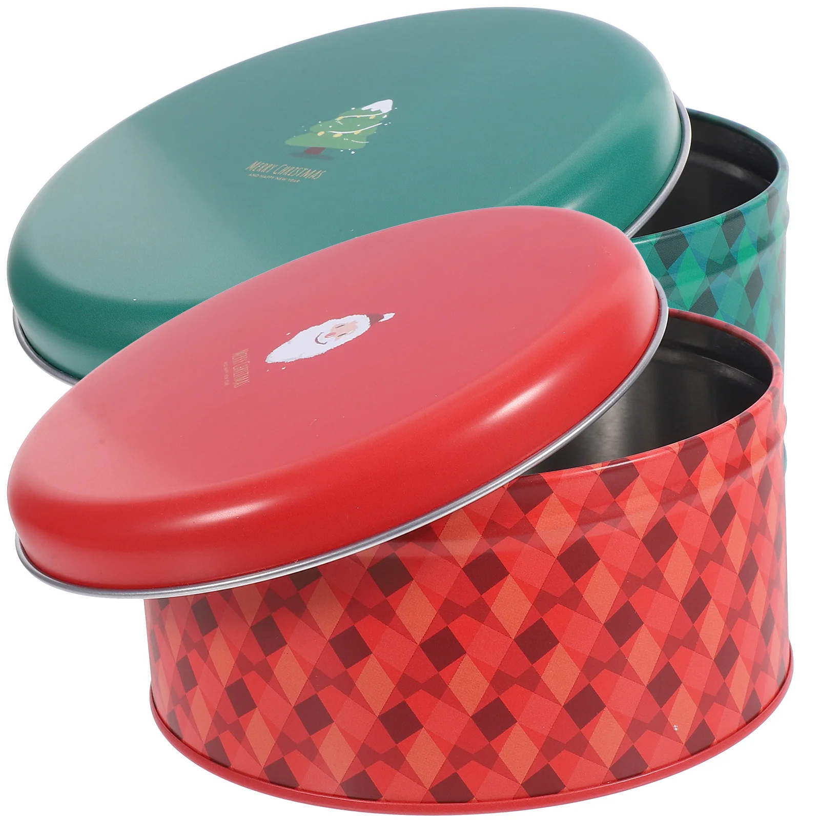

2 Pcs Container Lid Christmas Supplies Cookie Tin Jar Containers Tinplate Elder