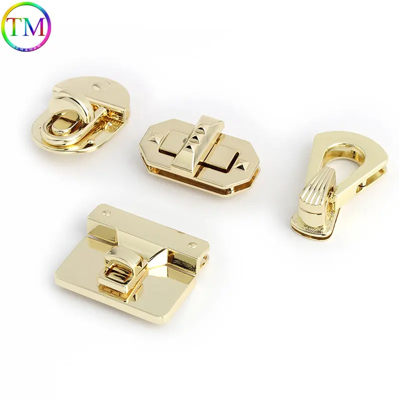 New Style Metal Clasp Push Turn Lock Twist Lock Rectangle Hanger Switch Clasp Folding Locks Fashion Durable For Handbags